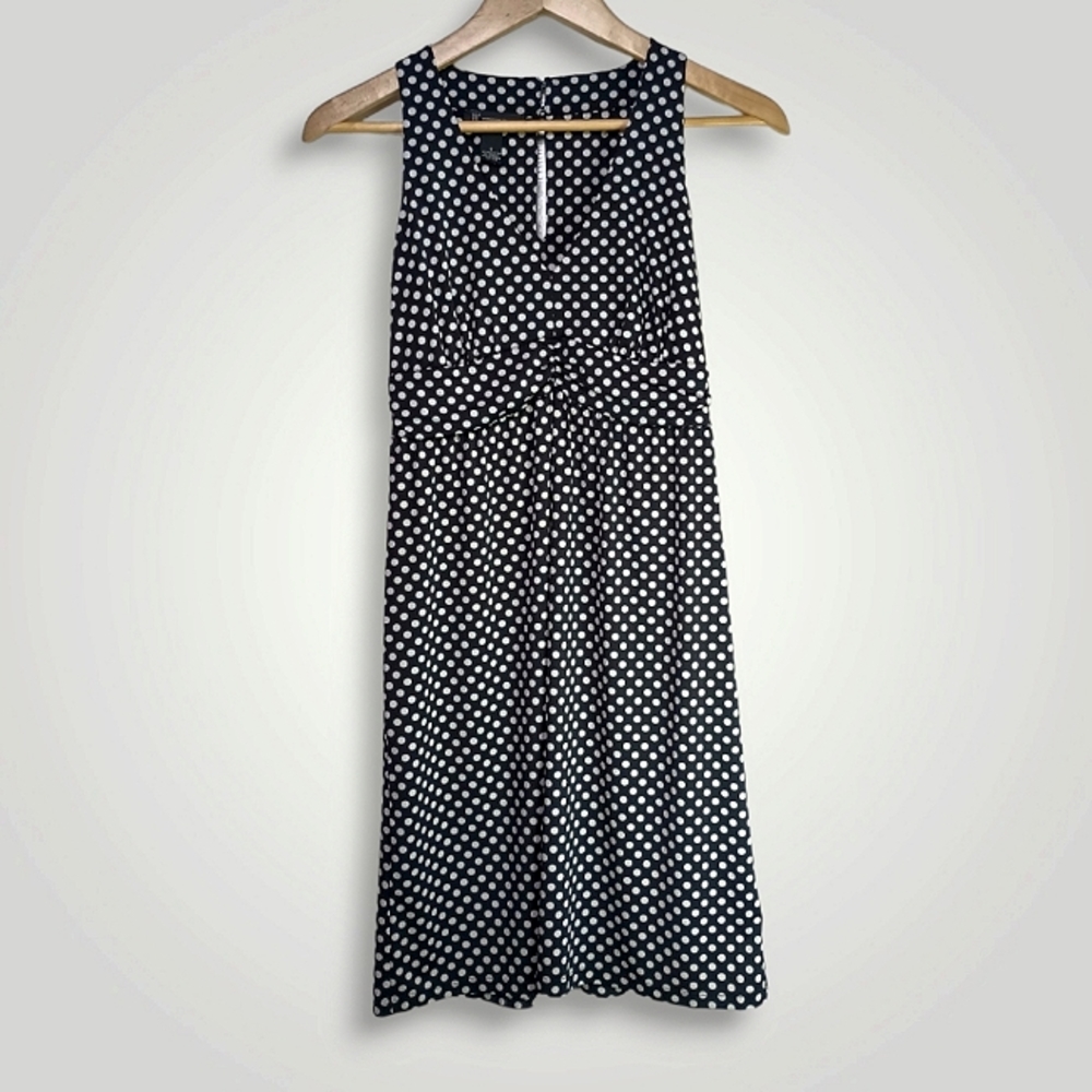 NWT - INC - Black & White Sleeveless Polka Dot Dress - Size S